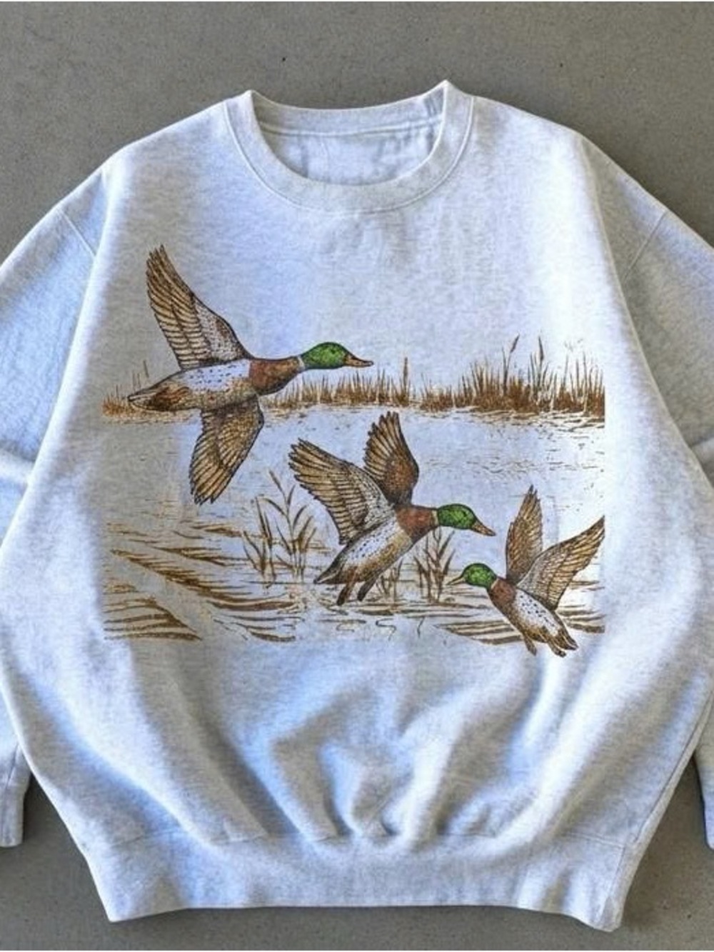 Crewneck Sweatshirt with Flying Duck Graphic